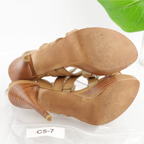 Stuart Weitzman Womens Parup Sandals Size 9.5 Saddle Tan Leather Platform Heels - Picture 8 of 13